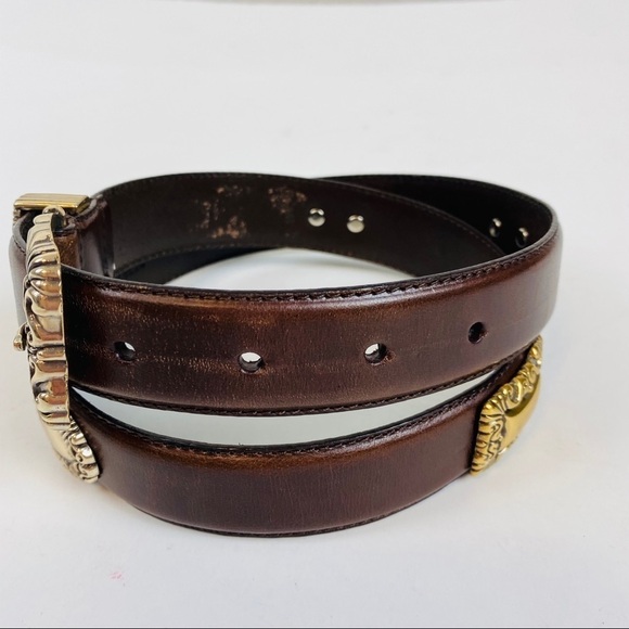 Fossil Brown Leather Belt w/Silver Details Size M - Picture 5 of 12